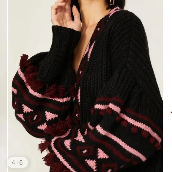 Sachin and Babi Landon Cardigan Womens Small Aztec Puff Bubble Sleeve - Picture 9 of 10
